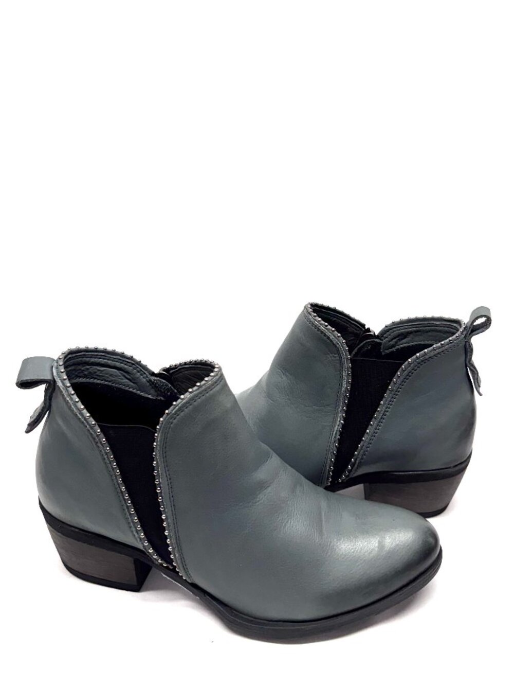 MIZ MOOZ LEATHER BOOTIE SIDE ZIP / GORE GUNMETAL GRAY 37EU / 7US NEW B - 03